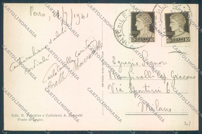 Brescia Ponte di Legno Pezzo cartolina LQ6101 – retro