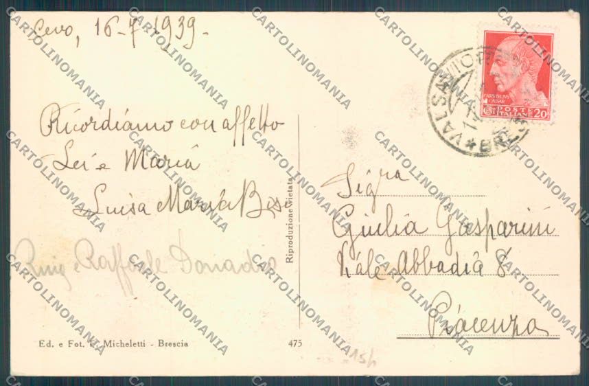 Brescia Cevo cartolina LQ6104 – retro