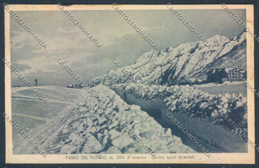 Brescia Passo del Tonale Nevicata TRACCE UMIDO cartolina LQ6154 – fronte