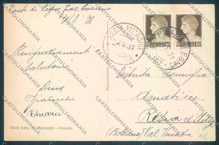Brescia Passo del Tonale cartolina LQ6172 – retro