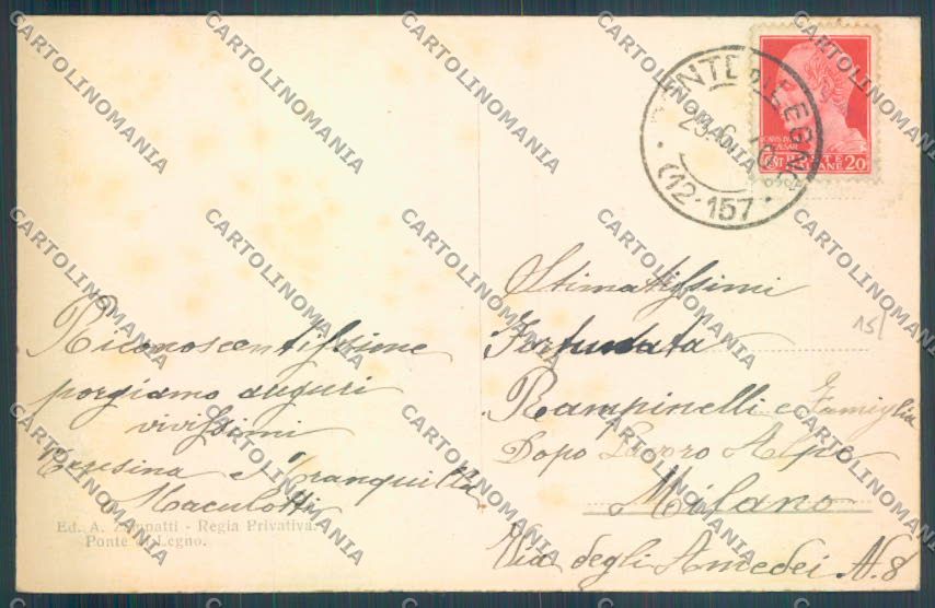 Brescia Passo del Tonale cartolina LQ6175 – retro