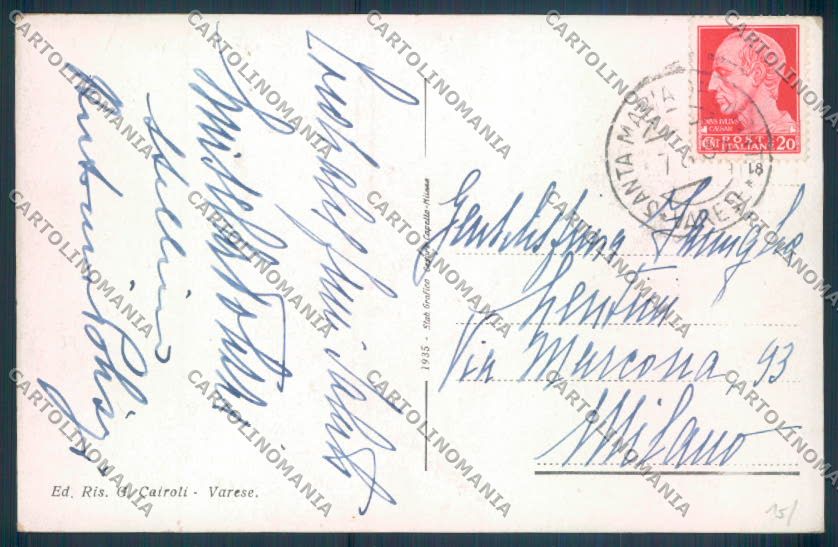Varese Sacro Monte cartolina LQ6250 – retro
