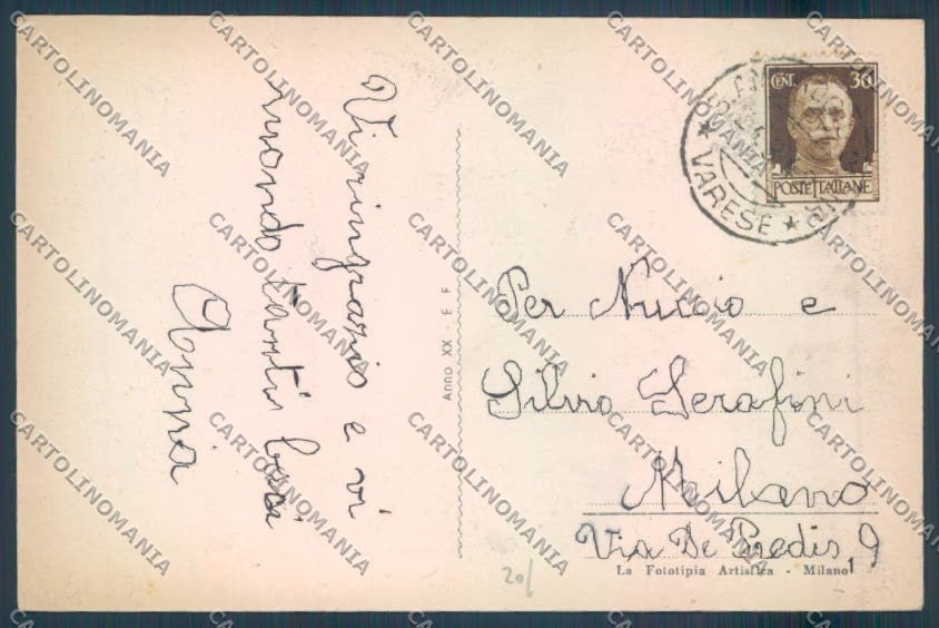 Varese Sacro Monte cartolina LQ6309 – retro