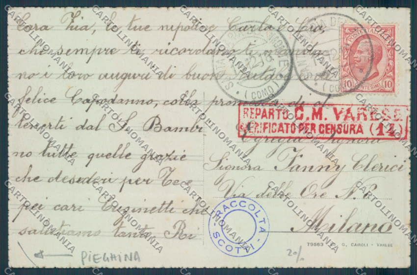Varese Sacro Monte PIEGHINA cartolina LQ6317 – retro