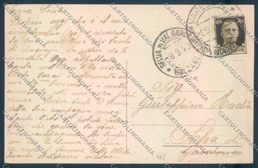 Varese Sacro Monte PIEGHINA cartolina LQ6331 – retro