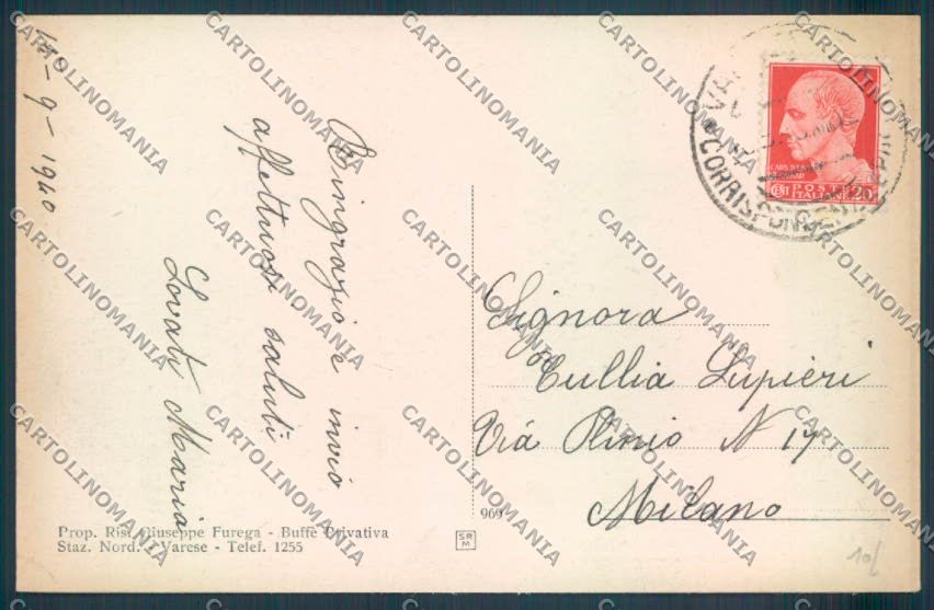 Varese Giardini cartolina LQ6392 – retro
