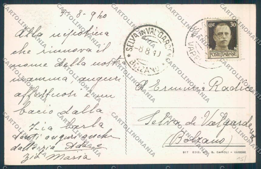 Varese Sant'Ambrogio cartolina LQ6482 – retro