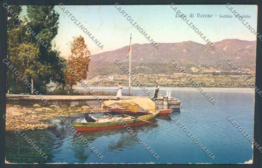 Varese Lago di Isola Virginia Barca PIEGHINE cartolina LQ6509 – fronte