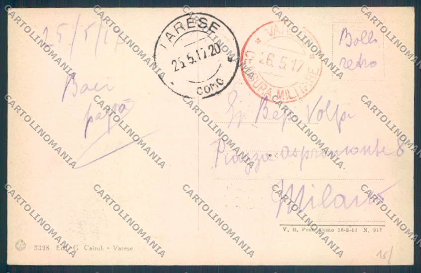 Varese Città cartolina LQ6557 – retro