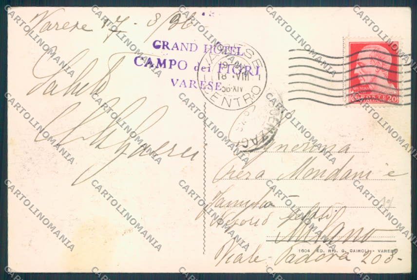 Varese Campo dei Fiori cartolina LQ6694 – retro