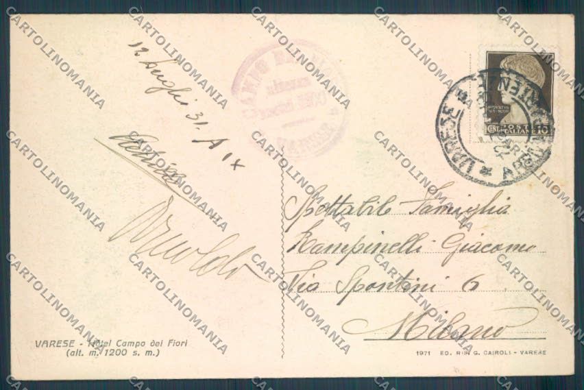 Varese Campo dei Fiori cartolina LQ6749 – retro