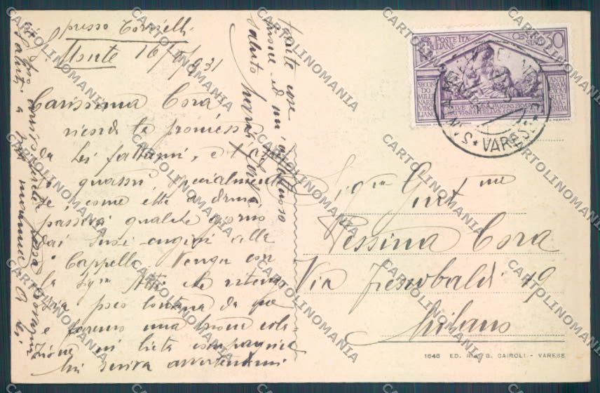 Varese Campo dei Fiori cartolina LQ6761 – retro