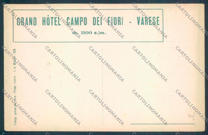 Varese Campo dei Fiori FORI cartolina LQ6860 – retro