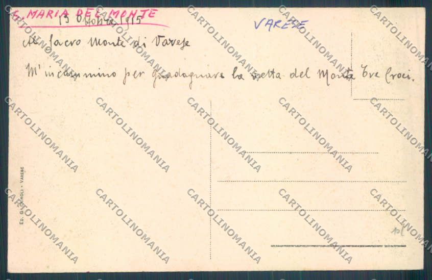 Varese Sacro Monte Funicolare cartolina LQ6968 – retro