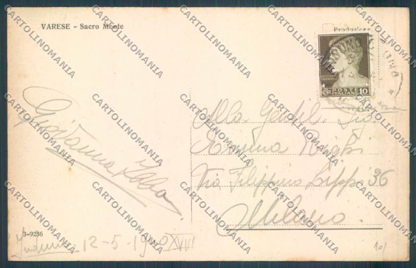 Varese Sacro Monte cartolina LQ7016 – retro