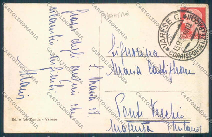 Varese Sacro Monte PIEGHINE cartolina LQ7024 – retro
