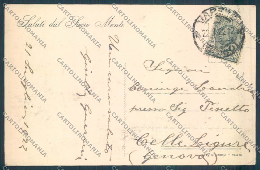 Varese Sacro Monte cartolina LQ7028 – retro