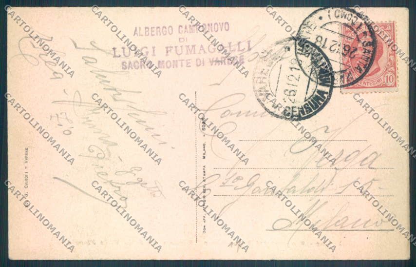 Varese Sacro Monte cartolina LQ7029 – retro