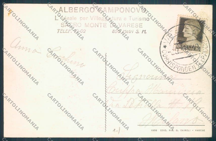 Varese Sacro Monte cartolina LQ7031 – retro