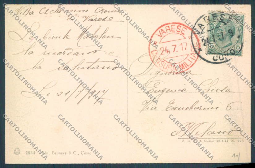 Varese Sacro Monte Funicolare cartolina LQ7049 – retro