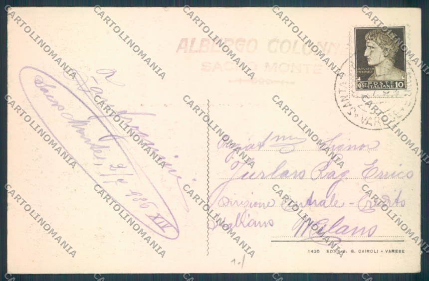 Varese Sacro Monte cartolina LQ7052 – retro