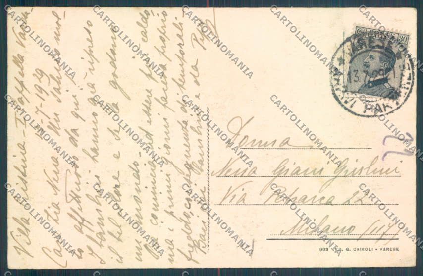 Varese Sacro Monte cartolina LQ7085 – retro