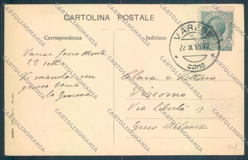 Varese Sacro Monte cartolina LQ7094 – retro