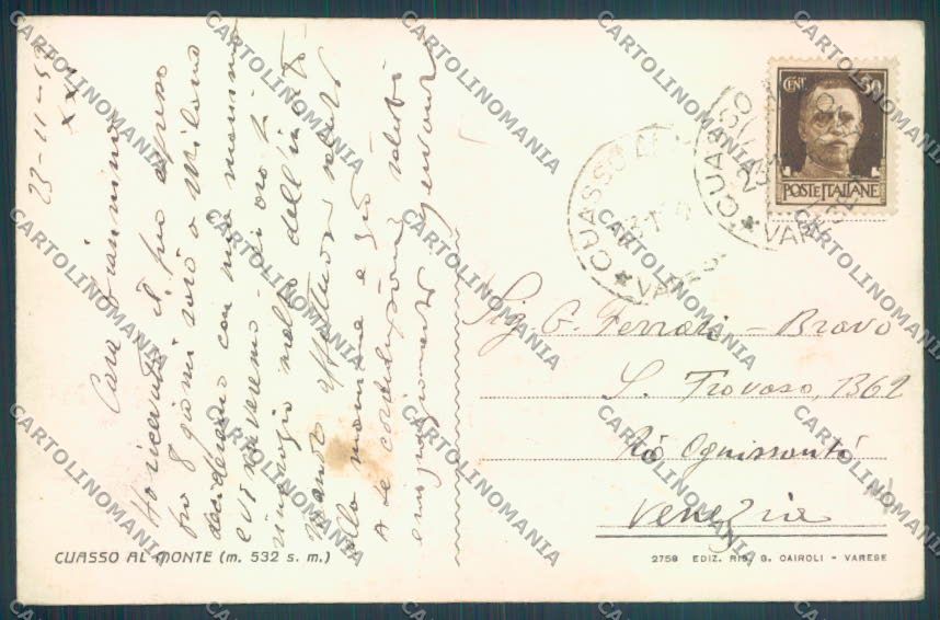 Varese Cuasso al Monte cartolina LQ7246 – retro