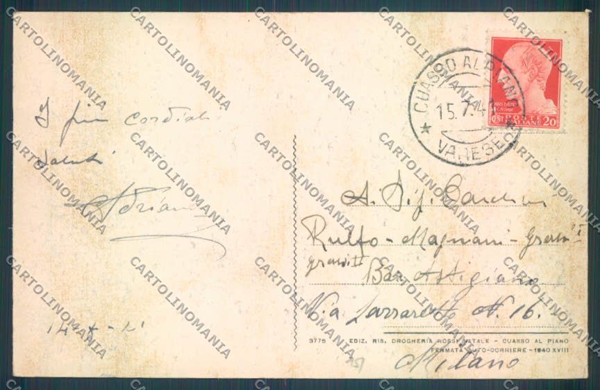 Varese Cuasso al Piano cartolina LQ7257 – retro