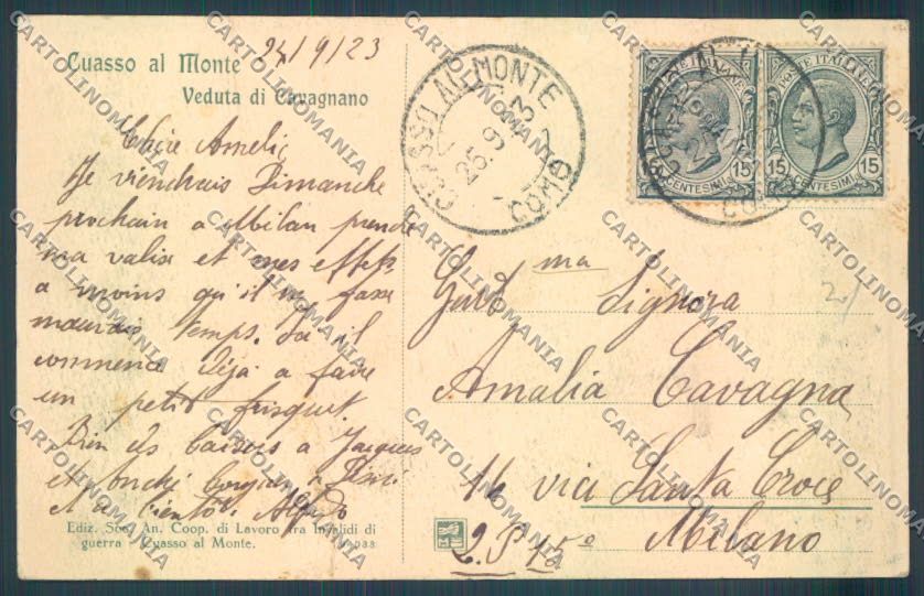 Varese Cuasso al Monte Cavagnano cartolina LQ7271 – retro