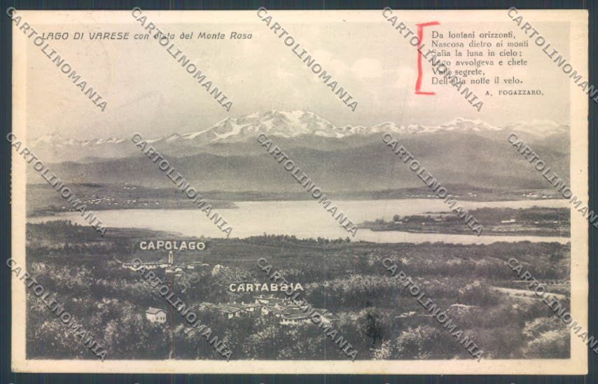 Varese Lago di Cartabbia Monte Rosa cartolina LQ7414 – fronte