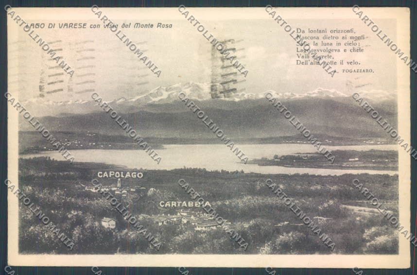 Varese Lago di Cartabbia Monte Rosa cartolina LQ7415 – fronte