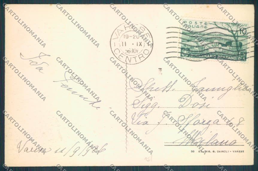 Varese Lago di Cartabbia Monte Rosa cartolina LQ7415 – retro