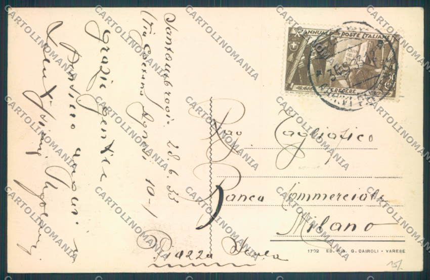 Varese Lago di Cartabbia PIEGHINA Monte Rosa cartolina LQ7417 – retro