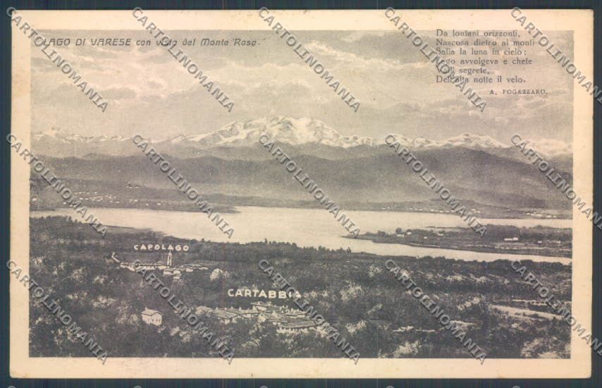 Varese Lago di Cartabbia Monte Rosa cartolina LQ7418 – fronte
