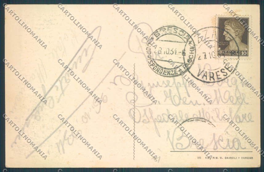 Varese Lago di Cartabbia Monte Rosa cartolina LQ7418 – retro
