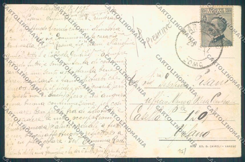 Varese Marchirolo PIEGHINE cartolina LQ7458 – retro