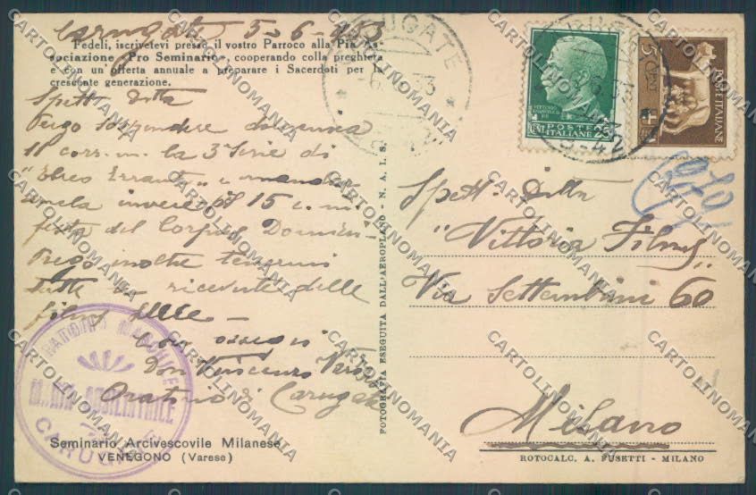 Varese Venegono cartolina LQ7501 – retro
