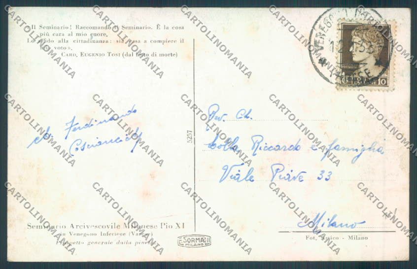 Varese Venegono cartolina LQ7504 – retro