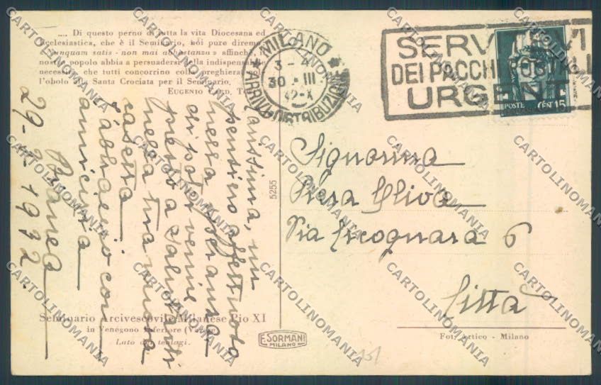 Varese Venegono cartolina LQ7508 – retro