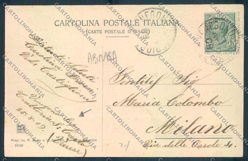 Varese Venegono ABRASA cartolina LQ7514 – retro
