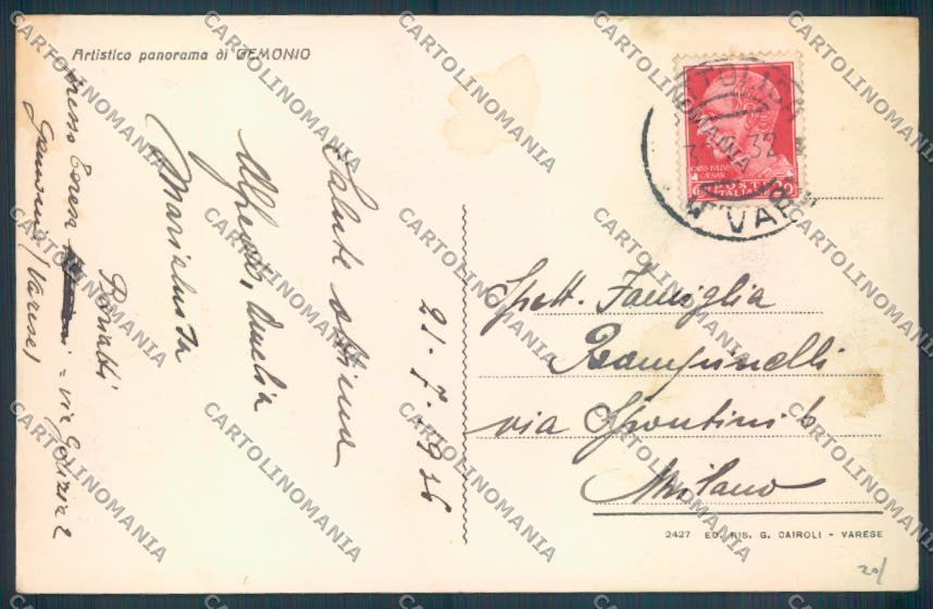 Varese Gemonio cartolina LQ7617 – retro