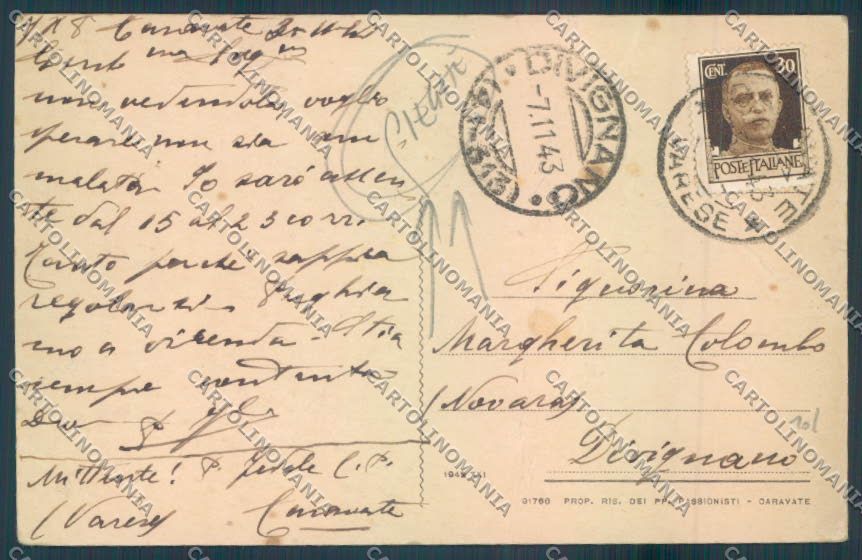 Varese Caravate PIEGHE cartolina LQ7619 – retro