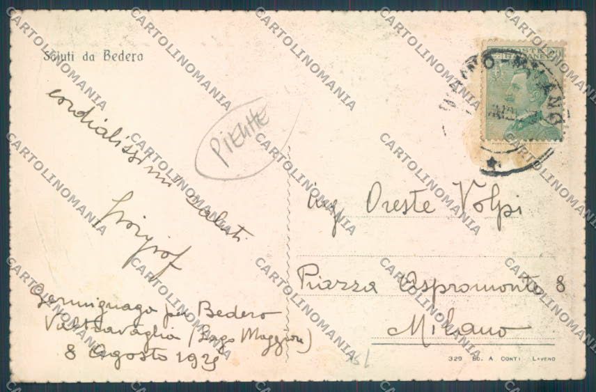 Varese Brezzo Bedero Valtravaglia PIEGHE cartolina LQ7776 – retro