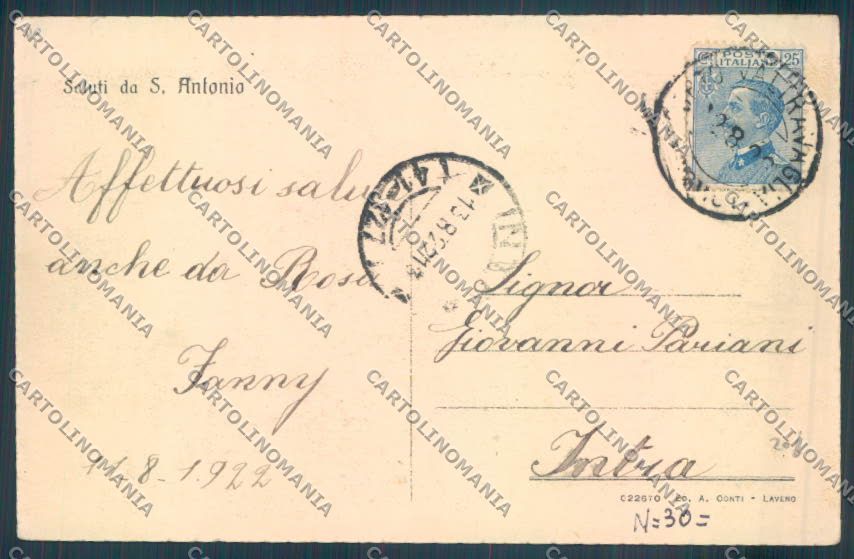 Varese Valtravaglia Sant'Antonio Saluti da cartolina LQ7813 – retro