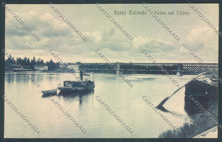 Varese Sesto Calende Ponte Battello Barca cartolina LQ7843 – fronte