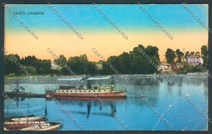 Varese Sesto Calende Battello PIEGA cartolina LQ7865 – fronte