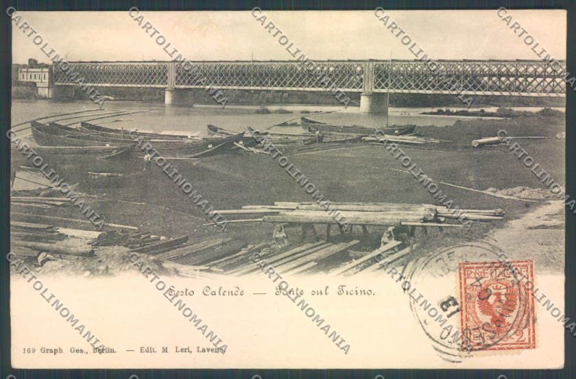 Varese Sesto Calende Ponte Barca cartolina LQ7867 – fronte