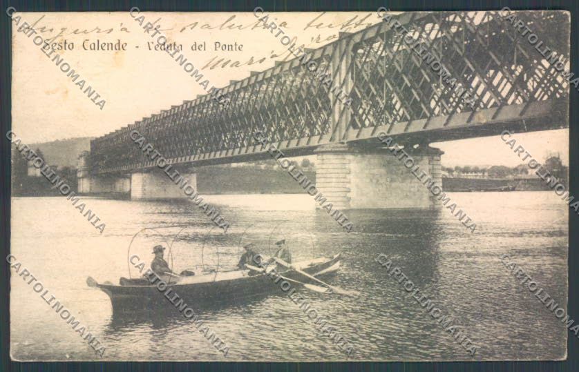 Varese Sesto Calende Ponte Barca cartolina LQ7868 – fronte