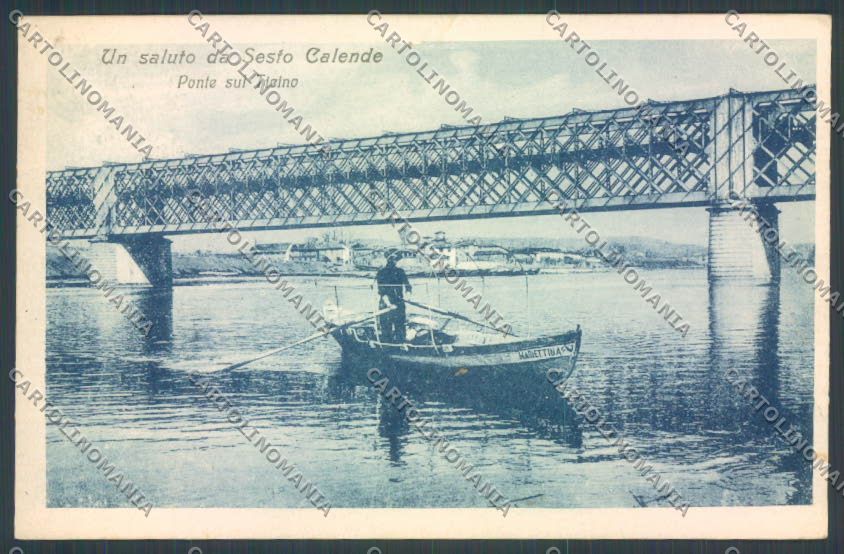 Varese Sesto Calende Ponte Barca Saluti da cartolina LQ7877 – fronte